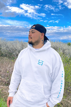 Hoodie DEFY Blanc et Bleu DEFY.fr